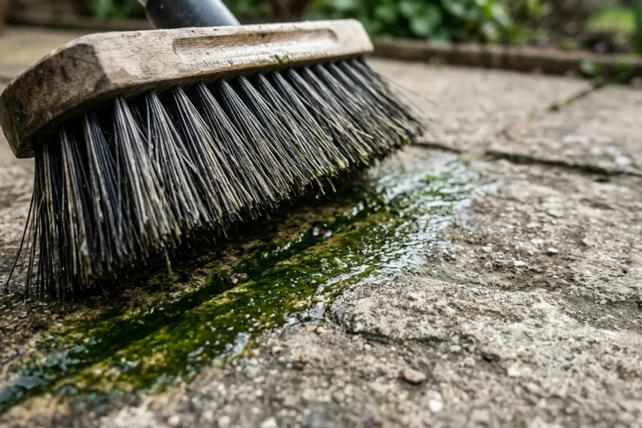 How to clean green algae from paving slabs without damaging them