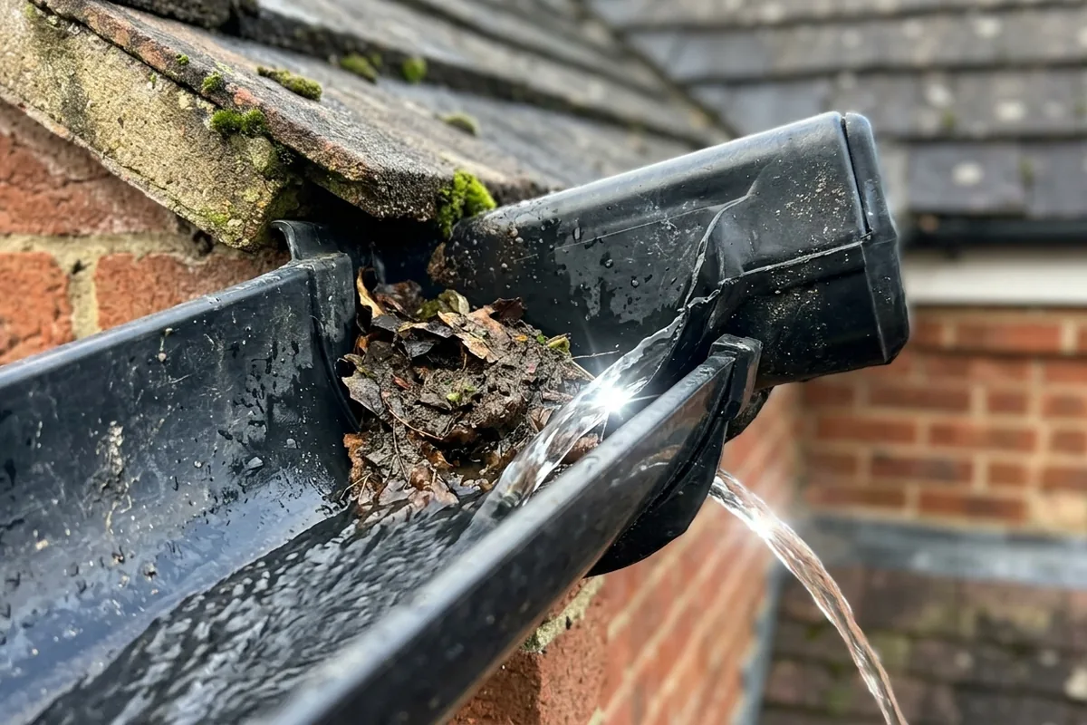 How to clean gutters safely without pushing water towards your walls