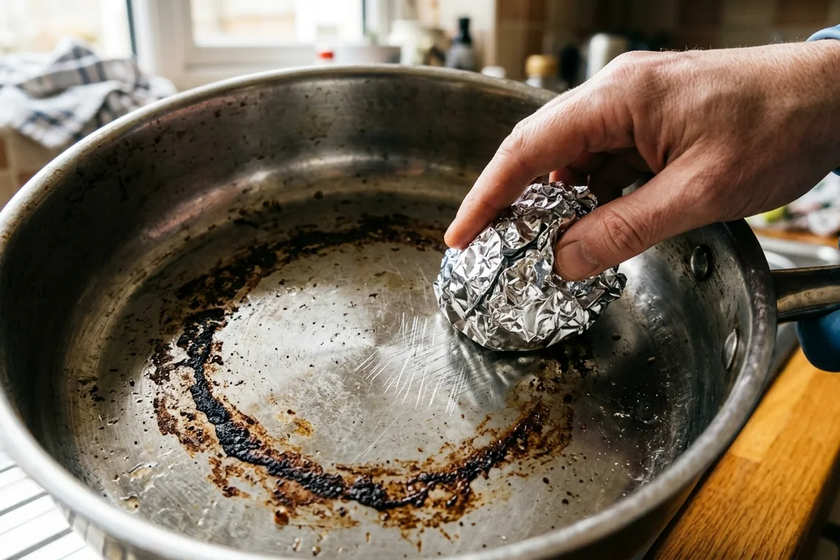 The foil ball trick for burnt pans and when it can scratch more than it cleans