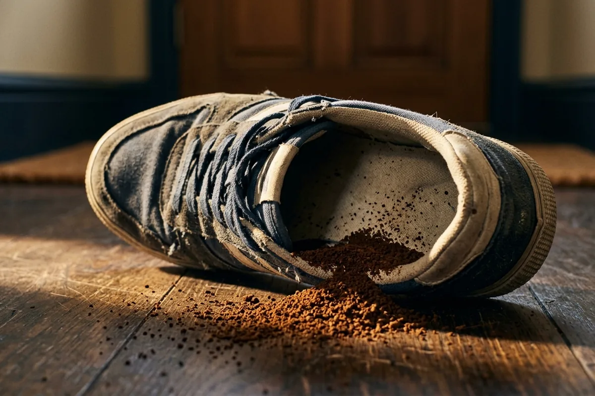 Why people put coffee grounds in shoes and what they can really remove