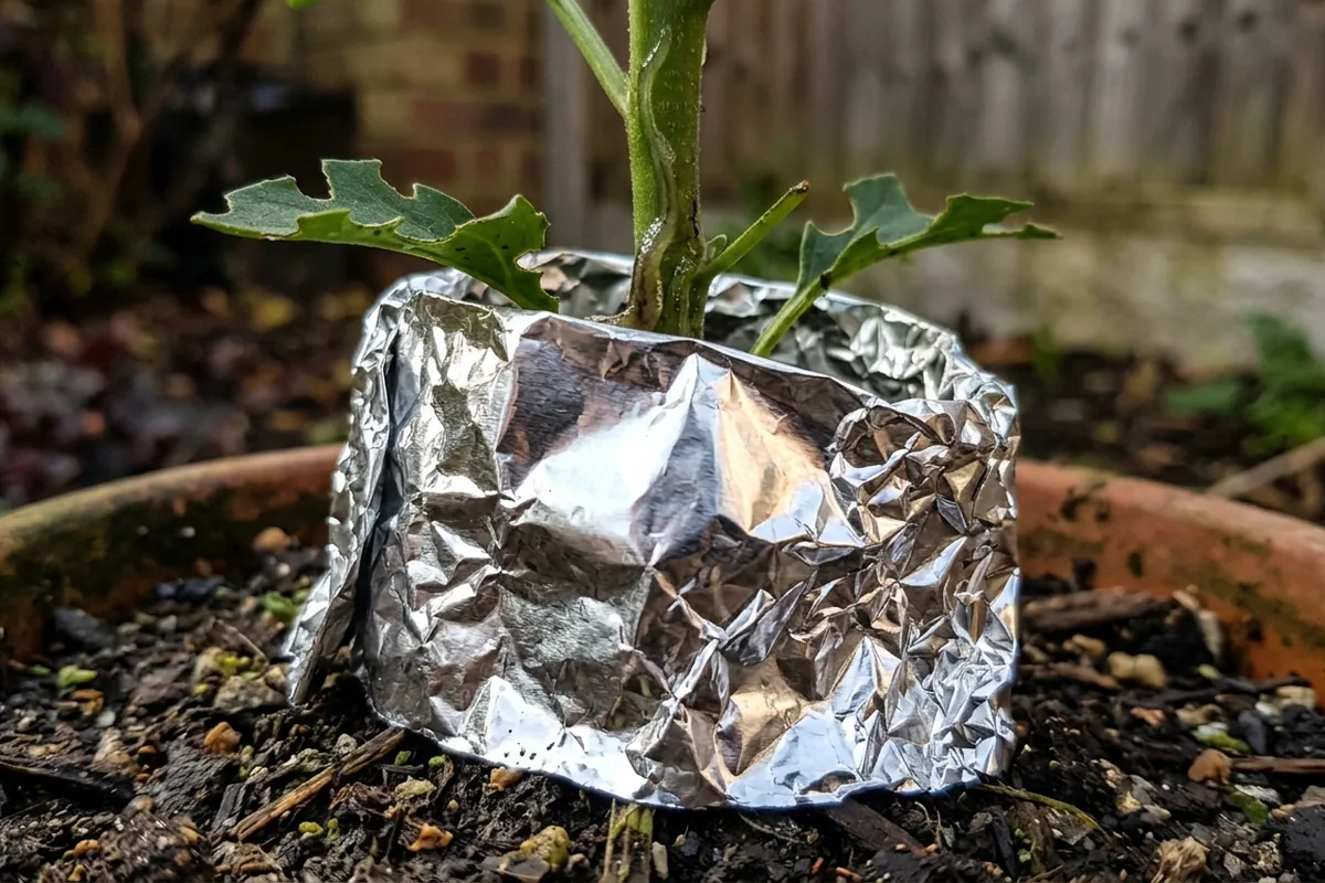 Why people put foil near outdoor plants and when it is more trouble than it is worth