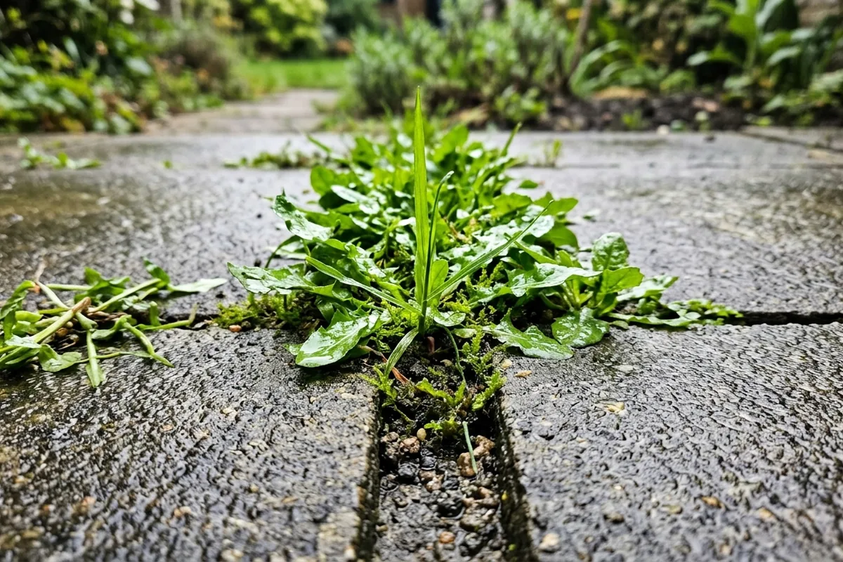 Why weeds grow faster between paving after rain and the first thing to remove